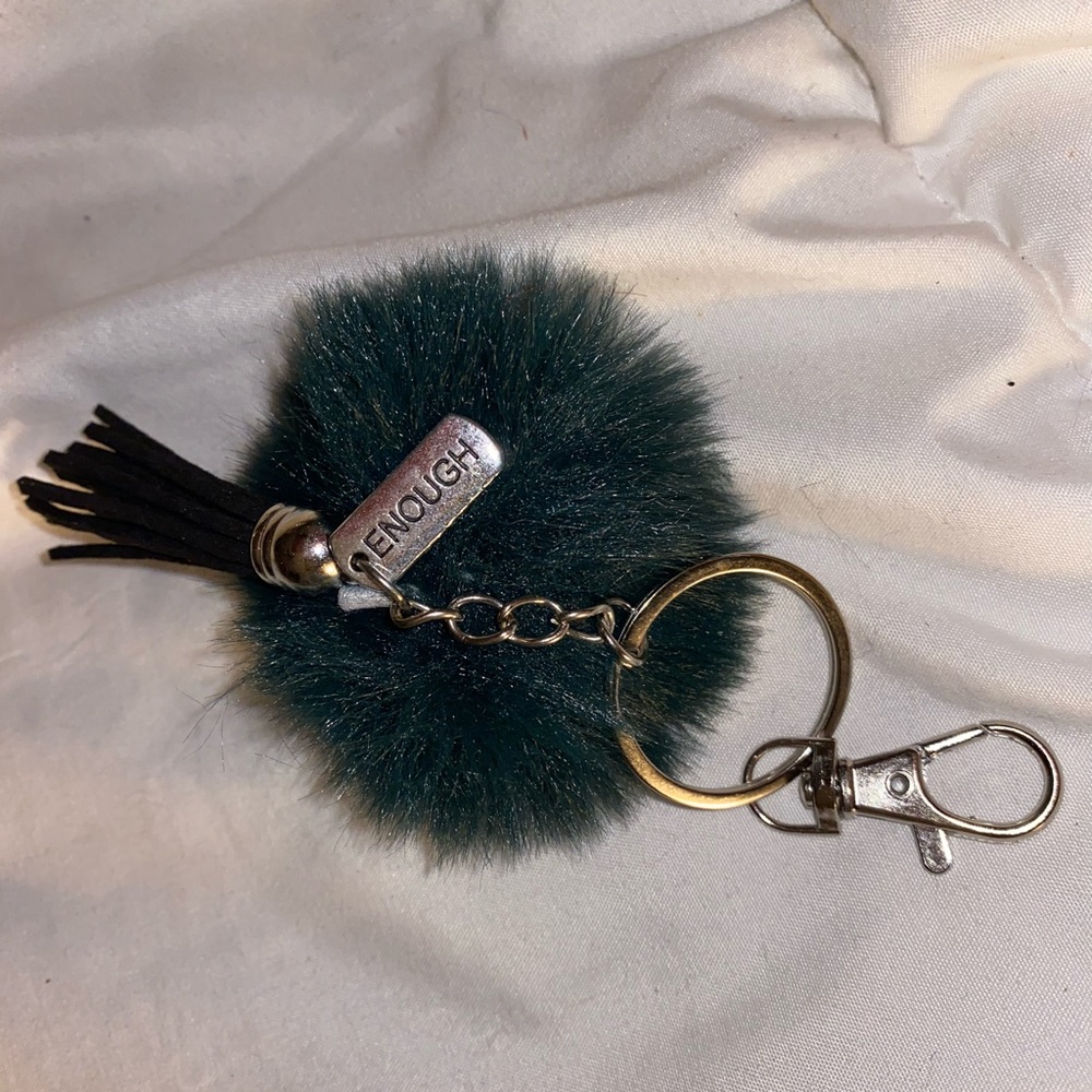 Handmade green enough keychain